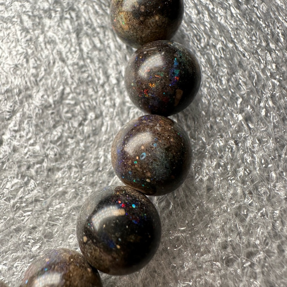 Gorgeous 10MM Colorful Black Opal Natural Crystal Bracelet